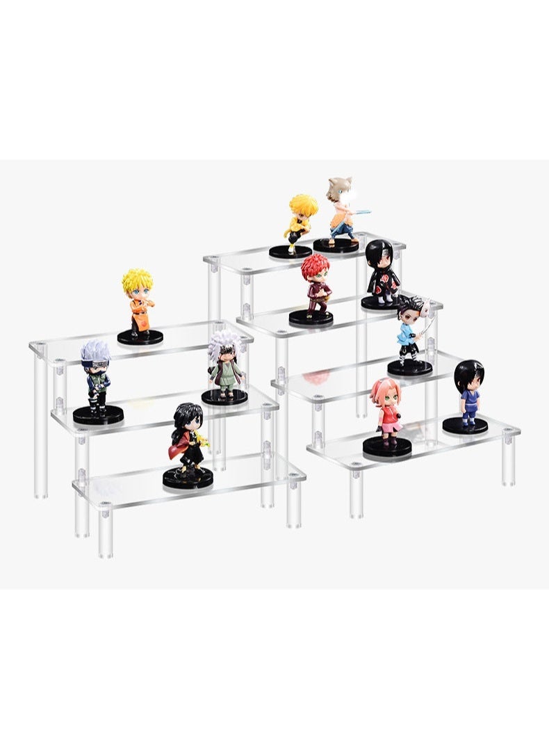 شو وو حامل عرض أكريليك، رف عرض أكريليك من أربع طبقات، حامل عرض متعدد المستويات، حوامل صغيرة لتزيين أسطح الخزائن والطاولات وتنظيمها، رفوف حلويات للحفلات، منظم مكياج، حامل عرض من الكريستال للأحجار الكريمة والديكور. - Image 5